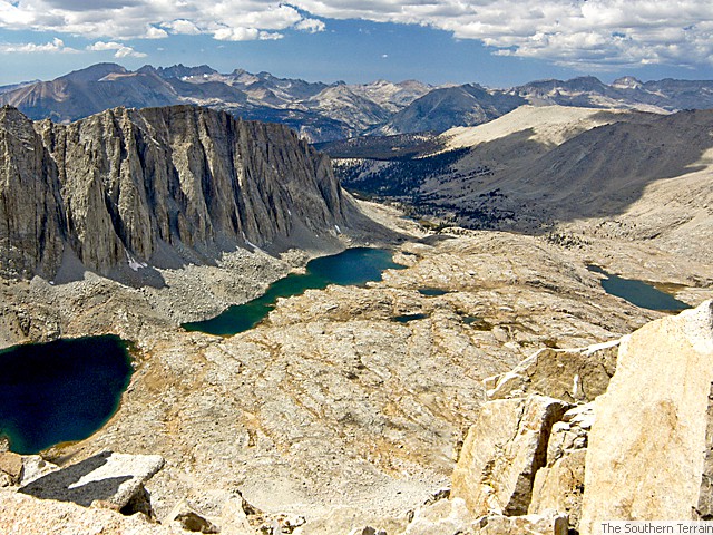 View fof Guitar Lake and Hitchcock Lake from Mt Whitney