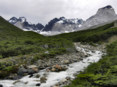 Glacier fed river from Campo Britanica Patagonia Chile